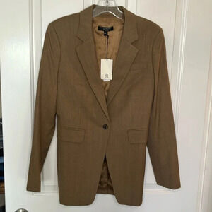 NWT BANANA REPUBLIC women’s SIENNA SLIM ITALIAN WOOL BLAZER in heather camel s 0